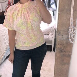 Caroline Hill size small pink leopard print top